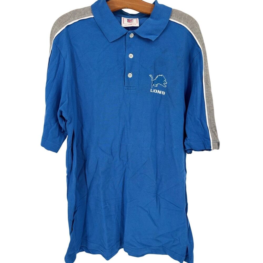 Vintage 90s NFL Detroit Lions Short Sleeve Polo Mens Size Medium 100% Cotton